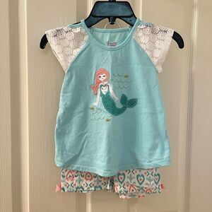 Nannette Applique Mermaid Top and Heart Shorts 2-PC Set Girls Size 4T